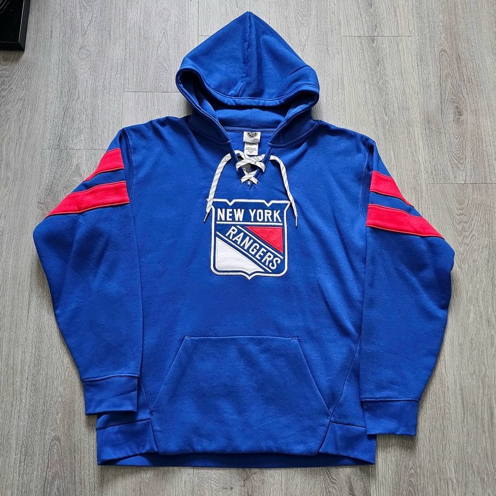 New York Rangers hockey fleece lacer Hoodie Sz XL